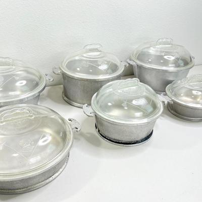 GUARDIAN SERVICE ~ Vtg 1930-40s Lidded Cast Aluminum Cookware ~ Six (6) Piece Set