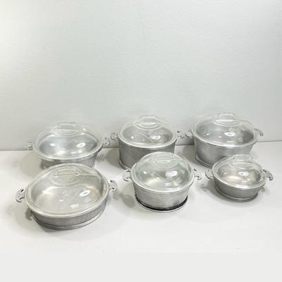 GUARDIAN SERVICE ~ Vtg 1930-40s Lidded Cast Aluminum Cookware ~ Six (6) Piece Set