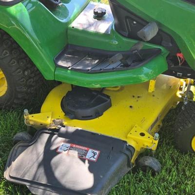 JOHN DEERE 4 Rivers X 580 with 54" Accel Deep Deck with John Deere Tiller, John Deere Snow Blower, and Yardworks Lawn Sweeper