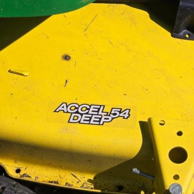 JOHN DEERE 4 Rivers X 580 with 54" Accel Deep Deck with John Deere Tiller, John Deere Snow Blower, and Yardworks Lawn Sweeper