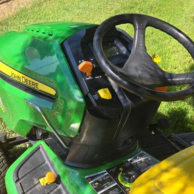 JOHN DEERE 4 Rivers X 580 with 54" Accel Deep Deck with John Deere Tiller, John Deere Snow Blower, and Yardworks Lawn Sweeper
