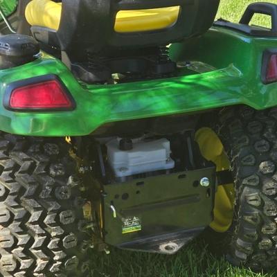 JOHN DEERE 4 Rivers X 580 with 54" Accel Deep Deck with John Deere Tiller, John Deere Snow Blower, and Yardworks Lawn Sweeper