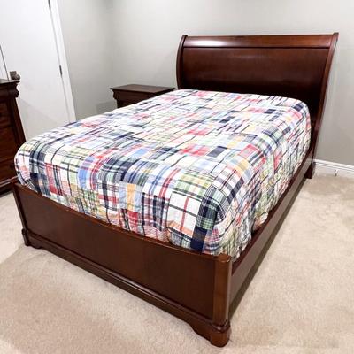 Three (3) Piece Mahogany Full/ Double Sleigh Bed Bedroom Set