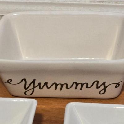 (2) Delish and (1) Yummy Ceramic Snack Bowls
