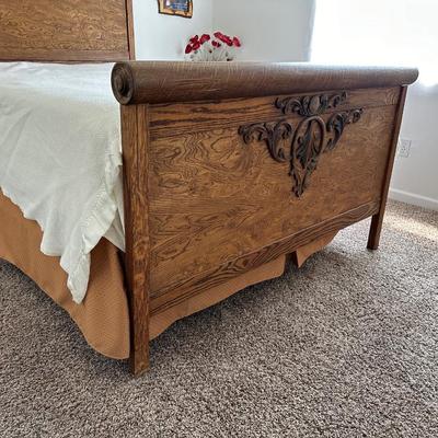 STUNNING ANTIQUE QUEEN BED WITH DENVER MATTRESS CO FIRM MATTRESS