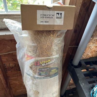 New Straw Blanket Sod w New Box Sod Staples
