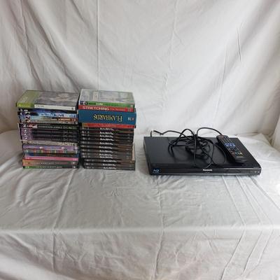 Panasonic Blue-Ray Disc Player With Remote and Various DVDs (PB-KD)