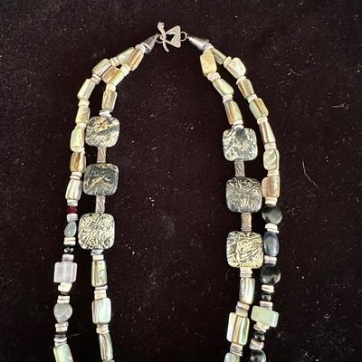 BEADED NECKLACE AND EARRINGS