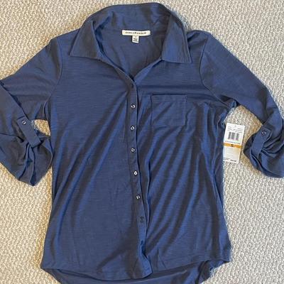 Brand New w/Tags - Debbie Morgan Blue Button Up Shirt, Size S