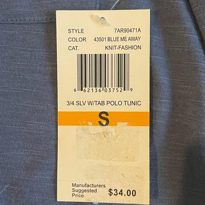 Brand New w/Tags - Debbie Morgan Blue Button Up Shirt, Size S
