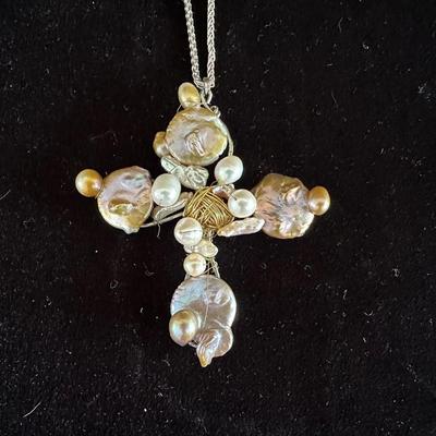 BEADED CROSS ON A CHAIN