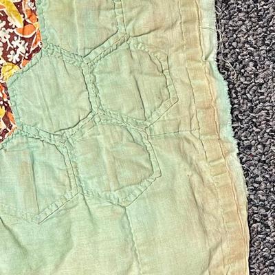 Vintage Handmade Quilt Grandmother's Flowering Garden, Multi-colored flower design 38" x 54"
