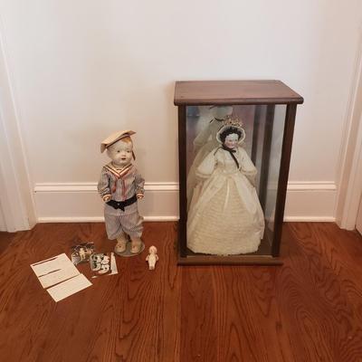 Vintage Porcelain Victorian Doll, Sailor and Porcelain Baby (PB-KD)