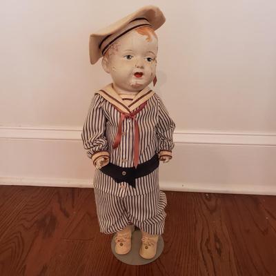 Vintage Porcelain Victorian Doll, Sailor and Porcelain Baby (PB-KD)