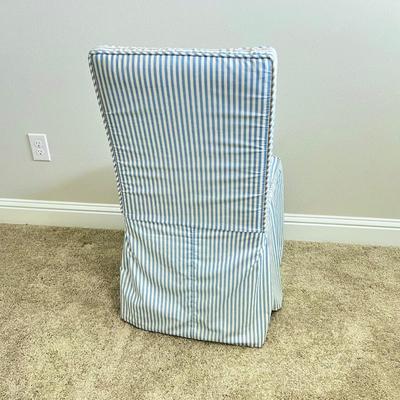 DESIGN LINE ~ Blue & White Stripe Slip Covered Occasional Chair