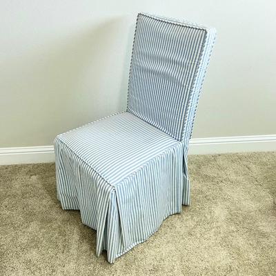 DESIGN LINE ~ Blue & White Stripe Slip Covered Occasional Chair