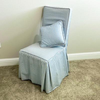 DESIGN LINE ~ Blue & White Stripe Slip Covered Occasional Chair
