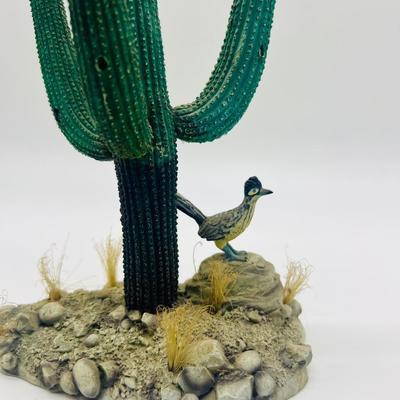 Ceramic Saguaro Cactus and Roadrunner