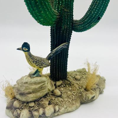 Ceramic Saguaro Cactus and Roadrunner