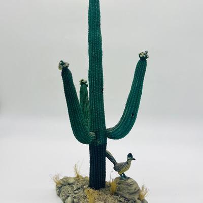 Ceramic Saguaro Cactus and Roadrunner