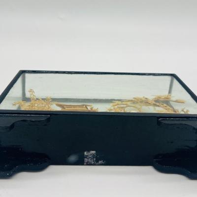 Miniature Chinese Cork Diorama with Lacquered Base