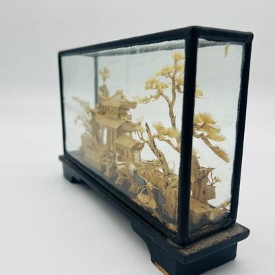 Miniature Chinese Cork Diorama with Lacquered Base