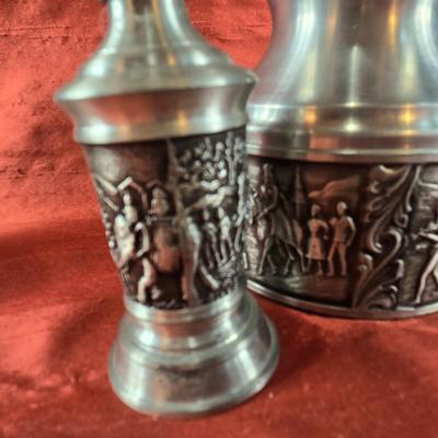 Norwegian Pewter Salt, Pepper and Candle Holder