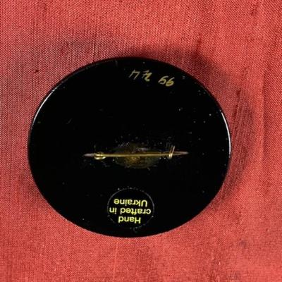 Ukrainian Hand-Painted Wood Broach