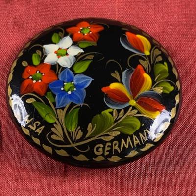Ukrainian Hand-Painted Wood Broach