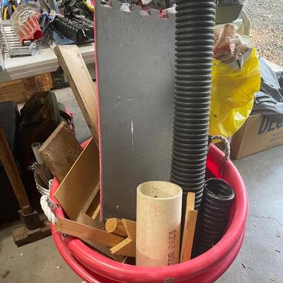 2 big red tubs and misc garage finds