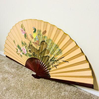 Vintage LARGE Asian Decorative Wall Folding Fan