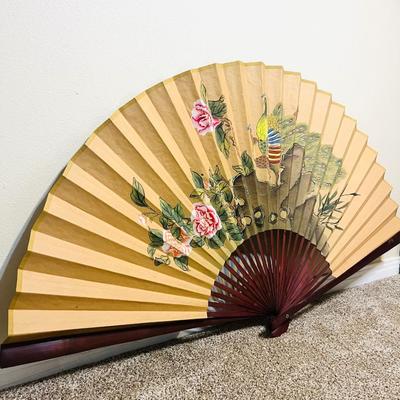 Vintage LARGE Asian Decorative Wall Folding Fan