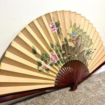 Vintage LARGE Asian Decorative Wall Folding Fan