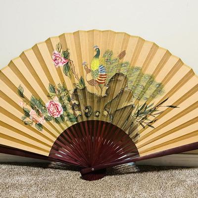 Vintage LARGE Asian Decorative Wall Folding Fan