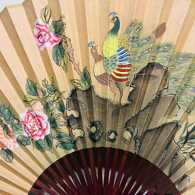 Vintage LARGE Asian Decorative Wall Folding Fan