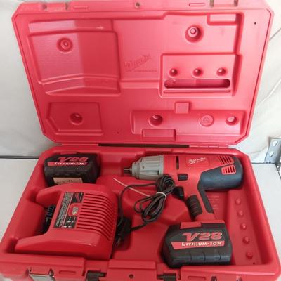 Milwaukee V28 cordless Impact wrench with case batteries and charger