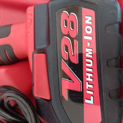 Milwaukee V28 cordless Impact wrench with case batteries and charger
