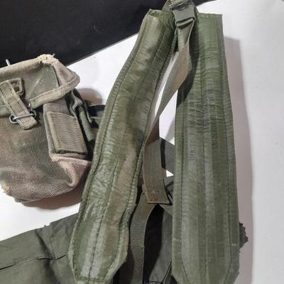 Military issued canvass ammo bags with belts and shoulder straps