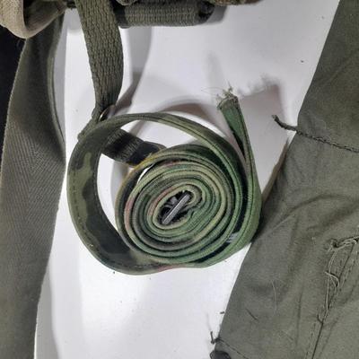 Military issued canvass ammo bags with belts and shoulder straps