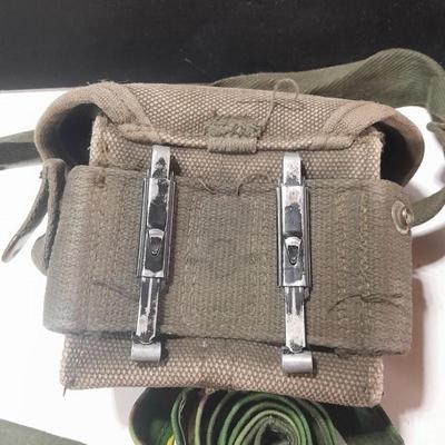 Military issued canvass ammo bags with belts and shoulder straps
