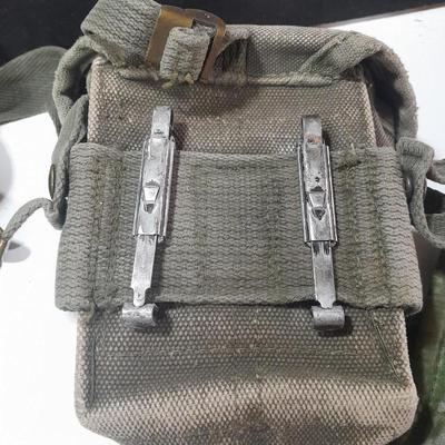 Military issued canvass ammo bags with belts and shoulder straps