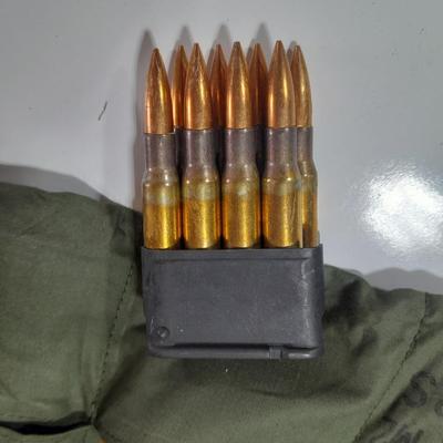 Ammunition in a bandoleer - 8 round clips - CAL 30 BALL M2
