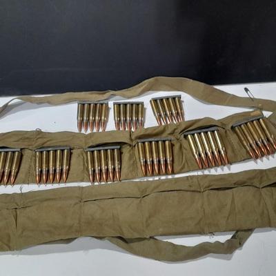 Assortment of Ammunition in bandoleers = 5 round clips