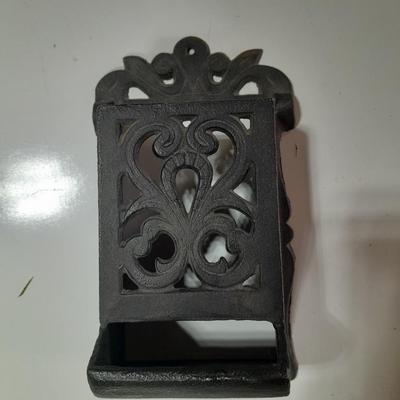 Decorative cast Iron match keeper - wall mount