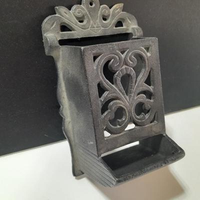 Decorative cast Iron match keeper - wall mount