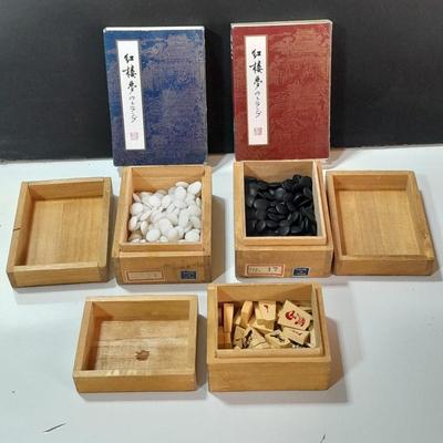 Shogi Koma Japanese shogi chess pieces - GO game pieces with wooden boxes - 2 decks of Japan playing cards