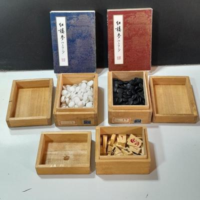 Shogi Koma Japanese shogi chess pieces - GO game pieces with wooden boxes - 2 decks of Japan playing cards