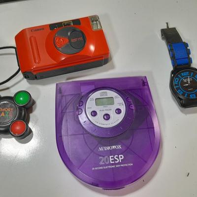 Fun small electronics - 35 mm Camera - cd player - watch - and memory maze game
