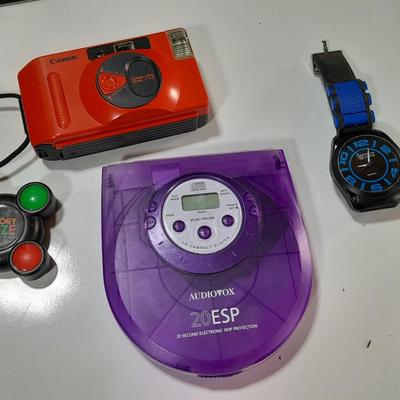Fun small electronics - 35 mm Camera - cd player - watch - and memory maze game