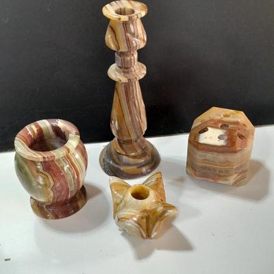 Onyx Agate Stone Decorations - Vases - candle stick holders - pen organizer block